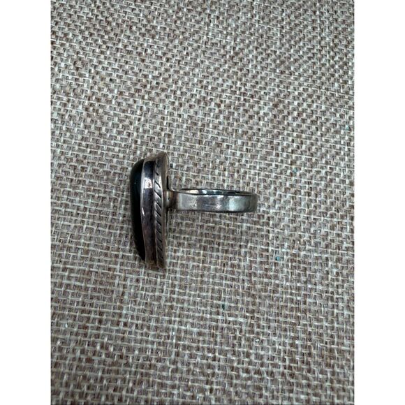 Vintage Sterling Silver Black Onyx Teardrop Ring – Southwestern Artisan Style, S - Picture 3 of 8